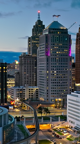 skyscrapers at night
