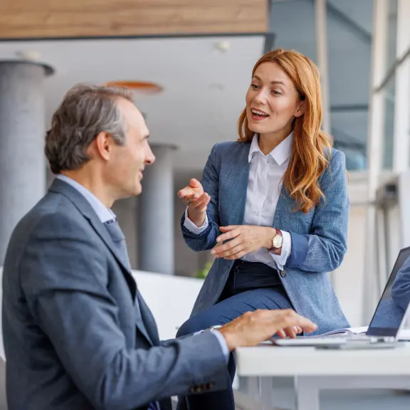 two people having a discussion
